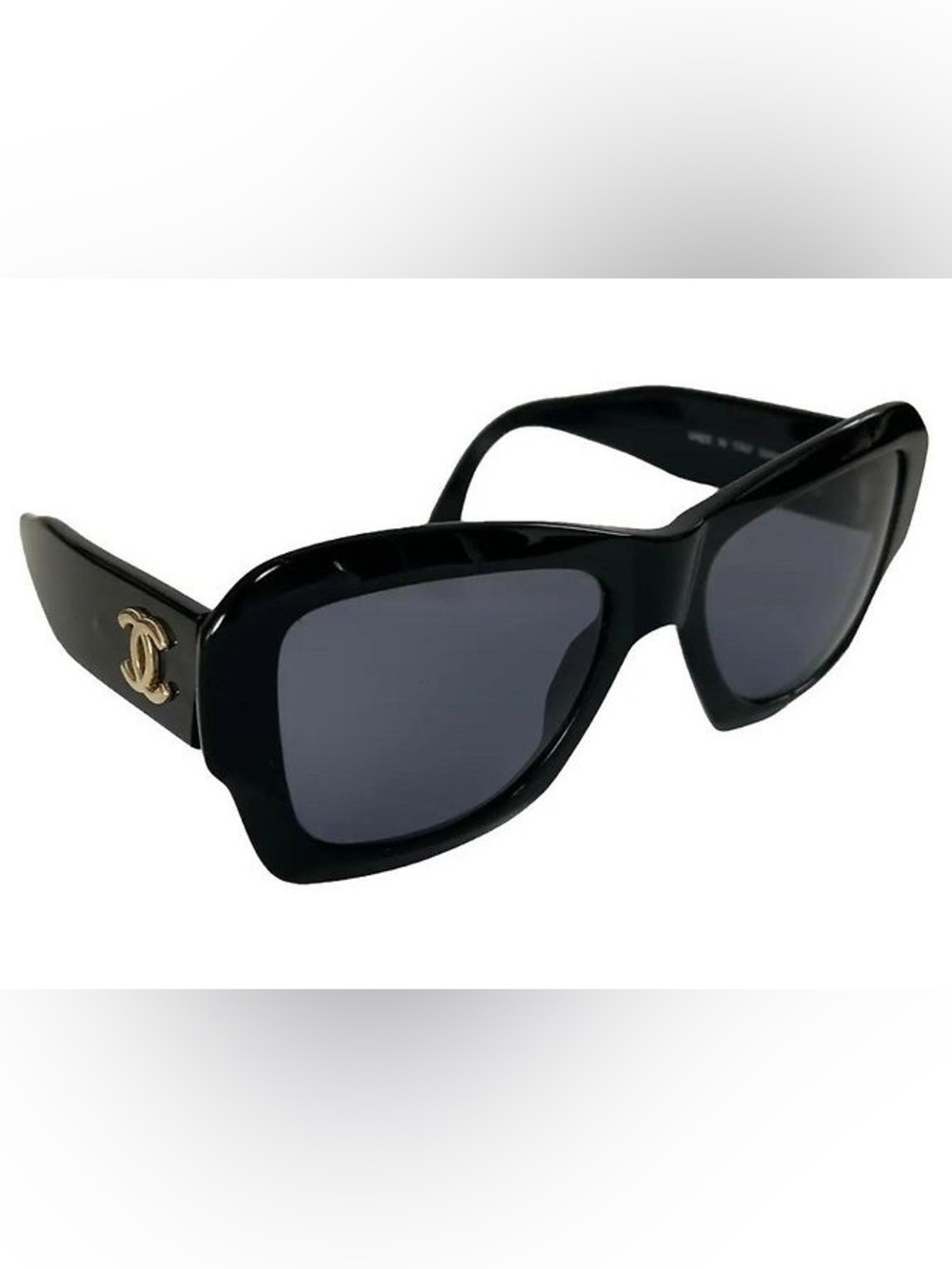 CHANEL Black Sunglasses with Gold CC Emblem